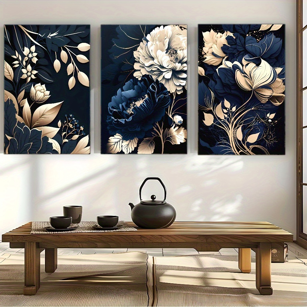 Canvas Wrap Ready - 3pcs Navy Blue, Golden, Beige, White