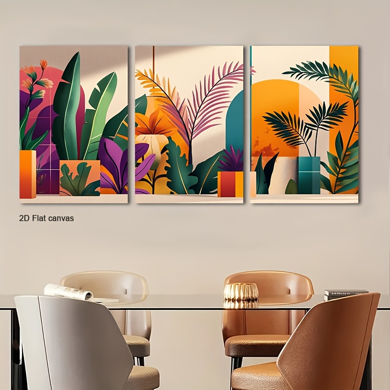 Canvas Wrap Ready - Frameless Canvas 3pcs Framed Tropical Palm