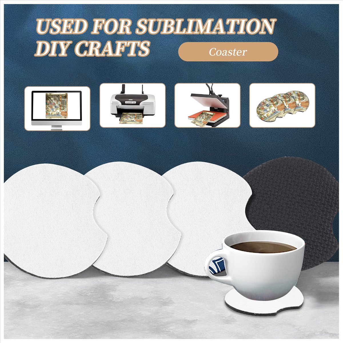 AA83 100 Pcs of Sublimation Bl - Coaster Sublimation Blank recension och pris