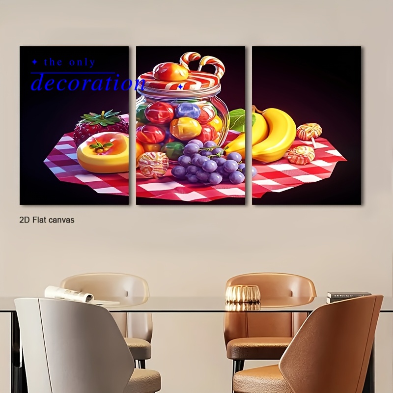 3pcs Framed Candy & Fruit Picn - Canvas Wrap Ready recension och pris