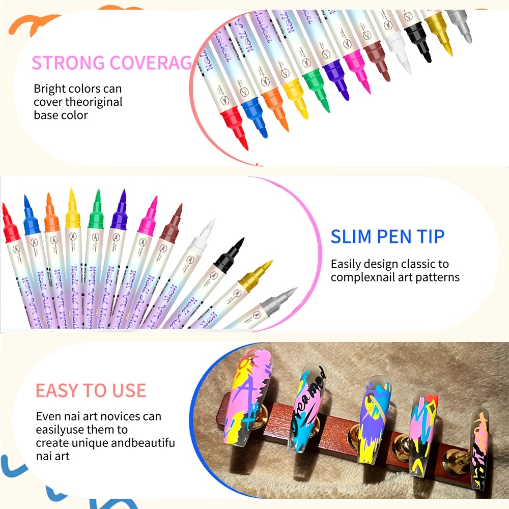 12 Colors Nail Art Pen Set 24  - Copic Marker Sketch recension och pris