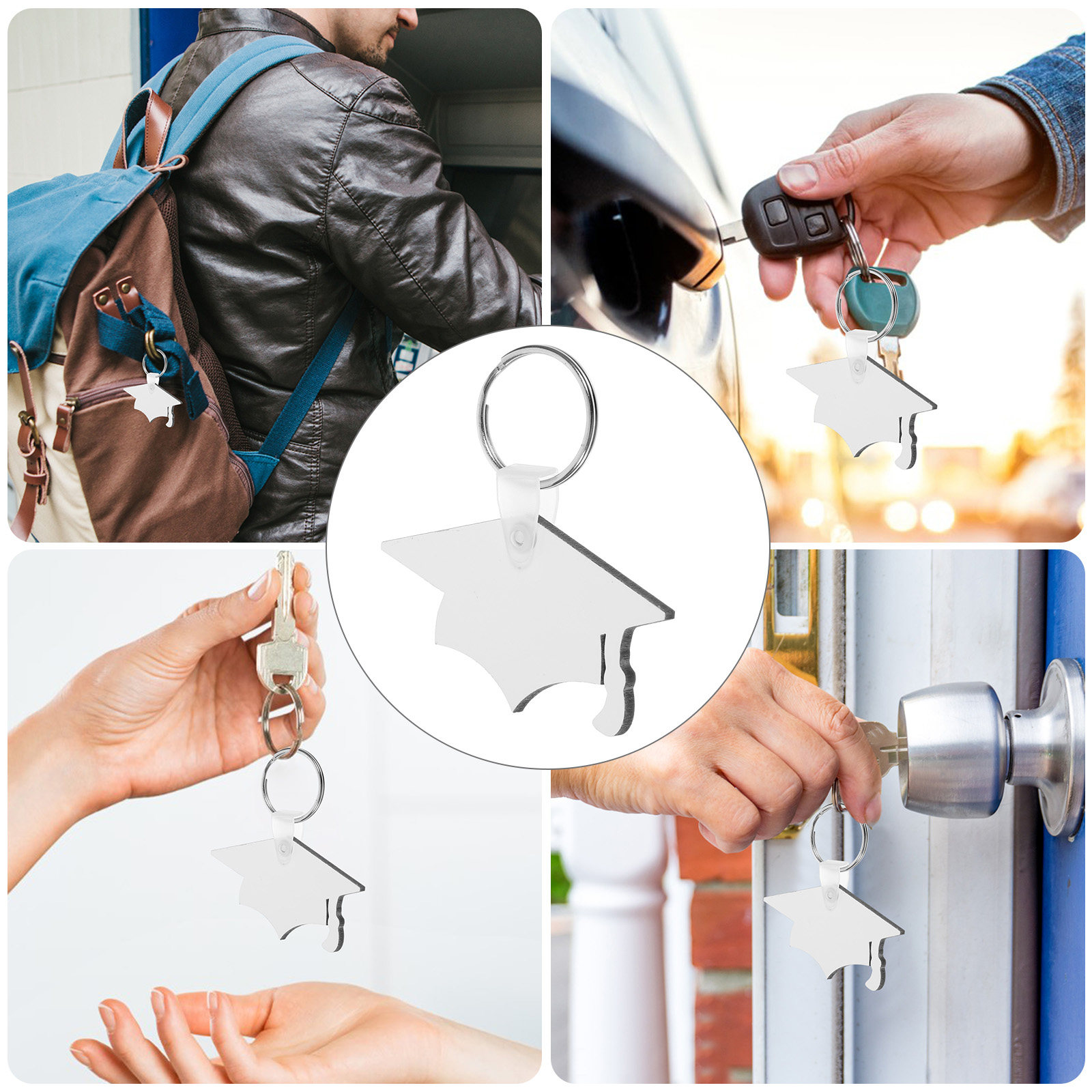 8Pcs Graduation Hat Keychain P - Hat Sublimation Blank recension och pris